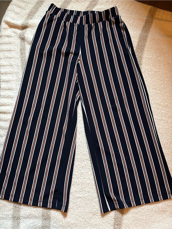 Banana Republic Pants - Banana Republic Navy Wide Leg Pants with Cream & Peach Stripes